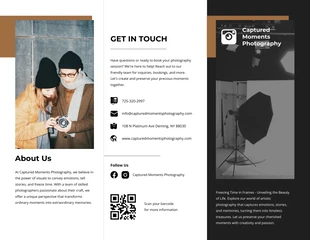 business  Template: Einfache, saubere, minimalistische Schwarz-Weiß-Fotografie. Dreifach gefaltete Broschüre
