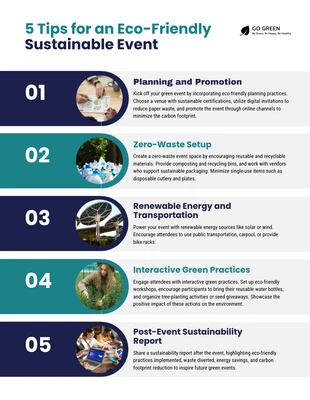 Free  Template: 5 Tips for an Eco-Friendly Sustainable Event Infographic