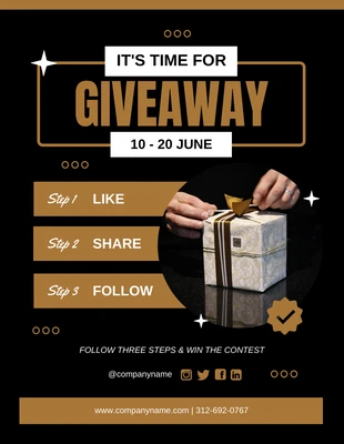 Free  Template: Black It's Time For Giveaway Flyer