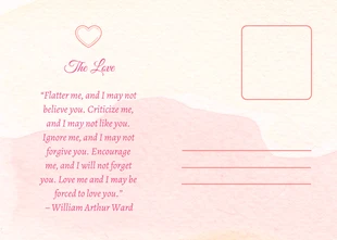 Beige And Pink Watercolor Cute Illustration Love Postcard - Page 2
