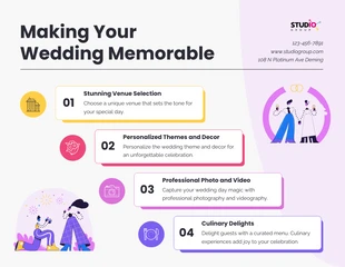 premium  Template: Infografía de boda memorable en color morado