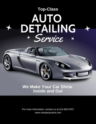 Free  Template: Black And Grey Minimalist Auto Detailing Flyer