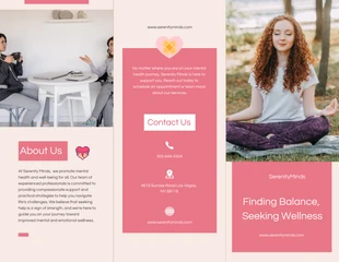 Free  Template: Cremefarbene und rosafarbene dreifach gefaltete Broschüre zur psychischen Gesundheit