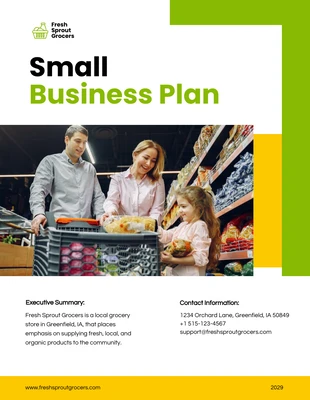 Free  Template: White And Yellow Small Business Plan