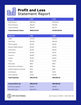 business  Template: Profit And Loss Statement Templates
