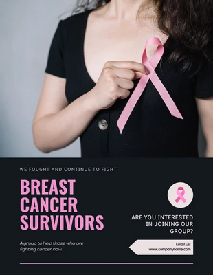 Free  Template: ملصق للتوعية بسرطان الثدي باللونين الأسود والوردي