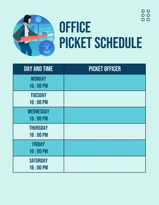 Free  Template: Light Blue Minimalist Office Picket Time Schedule Template
