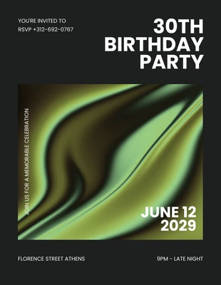 Free  Template: Convite de aniversário de 30 anos Dark Gradient