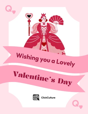 premium  Template: بطاقة عيد الحب ملكة القلوب