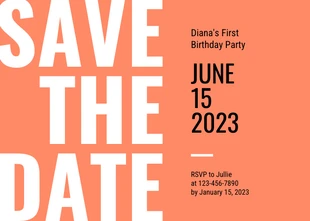 premium  Template: Bold Save Birthday The Date Einladung