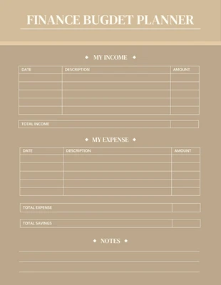 Free  Template: Simple Creamy Finance Planner