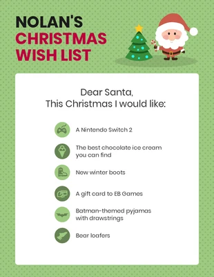 Free  Template: Lista de desejos de Natal do Icon