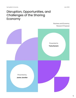 Free  Template: Geometric Purple and Green Business and Economy Research Proposal