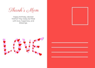 Red Modern Illustration Happy Mother's Day Postcard - Pagina 2