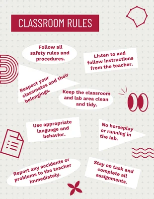 Free  Template: Rot und Beige Klassenzimmer Regeln Poster