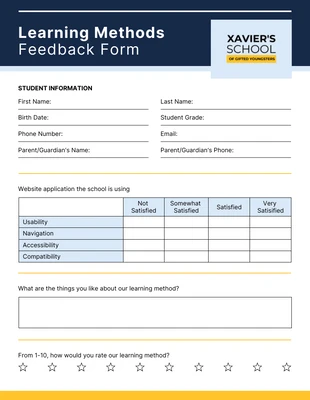 business  Template: Formulários de feedback minimalista marinho e amarelo