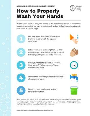 Free  Template: Poster sul lavaggio delle mani