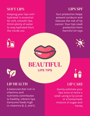 Free  Template: Póster Infográfico de lábios de beleza rosa e roxo