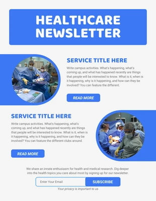 Free  Template: Newsletter medica moderna in grigio chiaro e blu