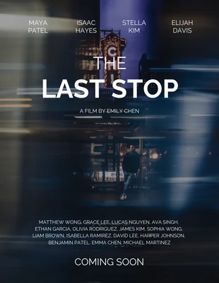 Free  Template: Minimal The Last Stop Movie Poster Template
