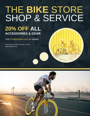 premium  Template: Dépliant sur les produits de magasin et de service de vélos