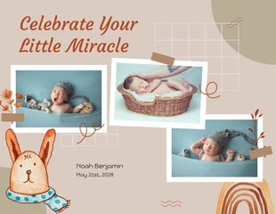 Free  Template: Collage de recién nacido de estética marrón