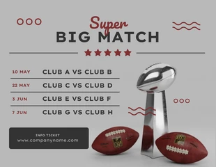 Free  Template: Plantilla de horario de Superbowl de Super Big Match de ilustración lúdica moderna gris claro
