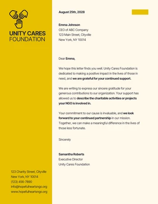Free  Template: Simple Yellow Charity Letterhead
