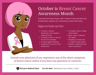 Free  Template: Folheto do Mês de Conscientização sobre o Câncer de Mama