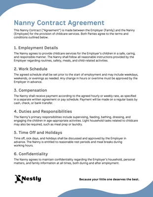 Free interactive Template: Sample Nanny Contract Template