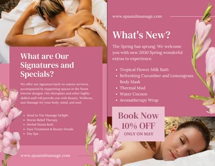 Pink And White Modern Minimalist Flower Beauty Spa Center Brochure - Página 2