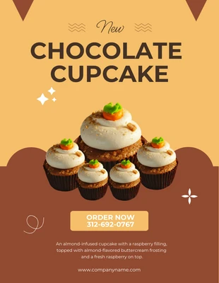Free  Template: Volantino per cupcake promozionali al cioccolato