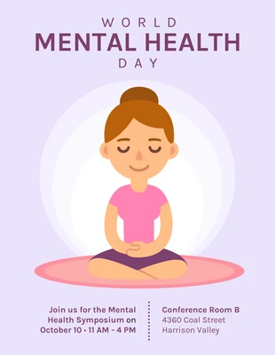 Free  Template: Cartoon Mental Health Event Poster