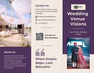 Free  Template: Plantilla de folleto de lugar para bodas