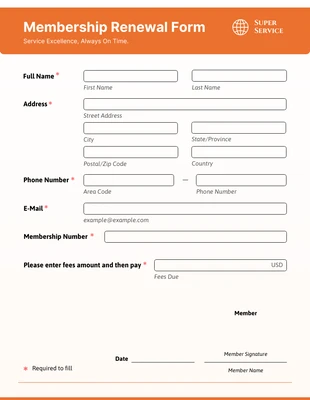 premium  Template: Formulaire d'adhésion Orange simple
