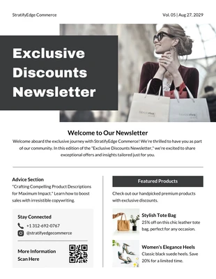 business  Template: Exclusive Discounts Newsletter