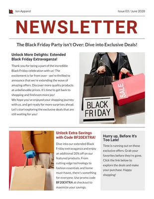 business  Template: Newsletter estesa sulle offerte del Black Friday