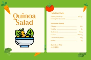 Free  Template: Green Simple Illustration Salad Food Label