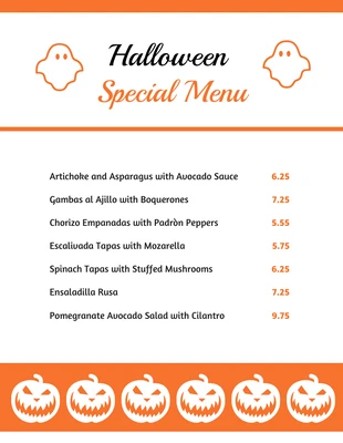Free  Template: White And Orange Simple Halloween Special Menu