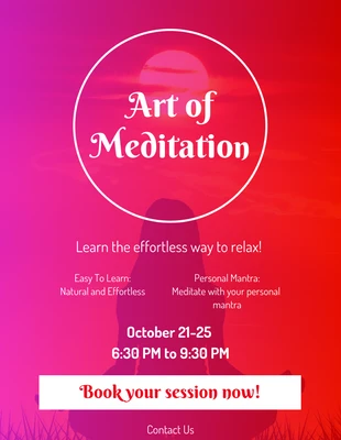 Free  Template: Pink Gradient Meditation Event Poster
