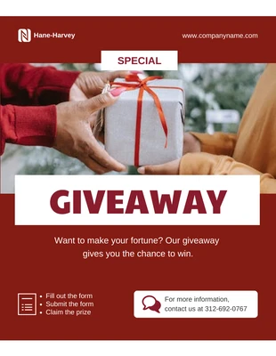 Free  Template: Red And White Special Giveaway Flyer