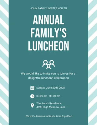 Free  Template: Invitación al almuerzo familiar anual simple verde azulado