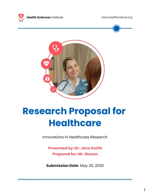 Free  Template: Blauer und roter Forschungsvorschlag für das Gesundheitswesen