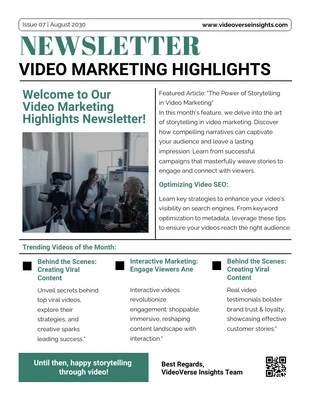 Free  Template: Video Marketing Highlights Newsletter