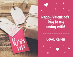 Free  Template: Wife Partner Valentine's Day Card