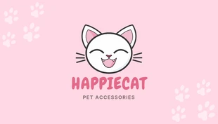 Free  Template: Cartão De Visita Baby Pink Cute Illustration Pet Acessórios