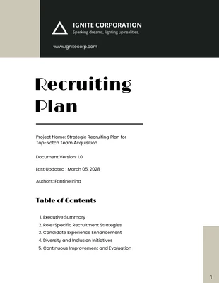 business  Template: Planos de recrutamento preto e bege