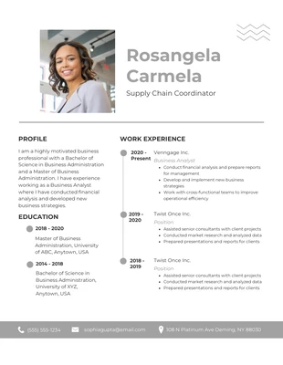 White And Grey Minimalist Clean Professional Business Resume