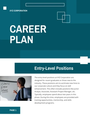Green And White Square Shape Career Plan