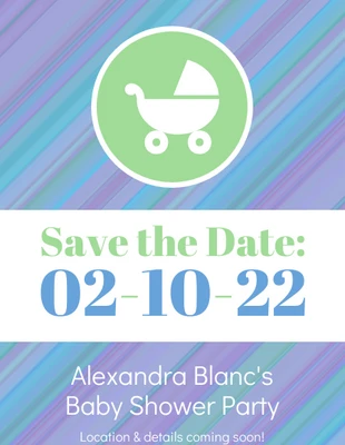 Free  Template: Invitation Pastel Save the Date Baby Shower